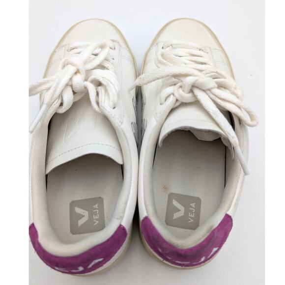 VEJA Campo Low Top Sneaker Shoes Women's Leather White Silver Violet US7 EU38 - Picture 13 of 13